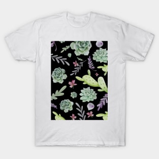 Cactus and Wreath Watercolor Pattern 3 T-Shirt